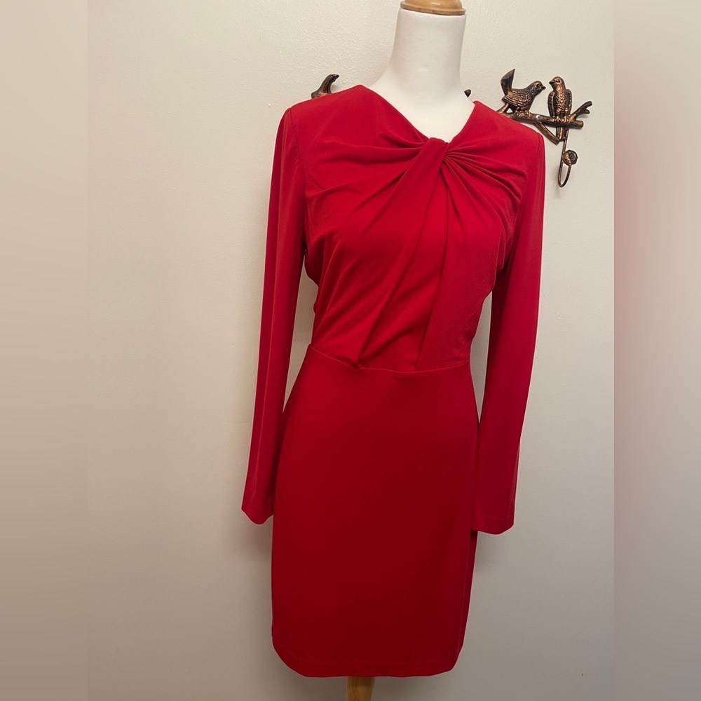 Badgley Mischka Red Long Sleeve Dress